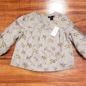 GAP Baby NWT 18-24 months gray and yellow floral blouse